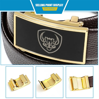 Men Casual Cow Leather Belt Waistband with Buckle Head, Length: 125cm, Length: 125cm