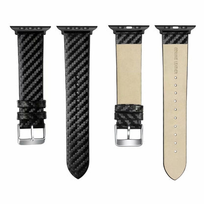 Genuine Leather Carbon Fiber Strap + Frame for Apple Watch Series 3 & 2 & 1 38mm, Apple Watch Series 3 & 2 & 1 38mm