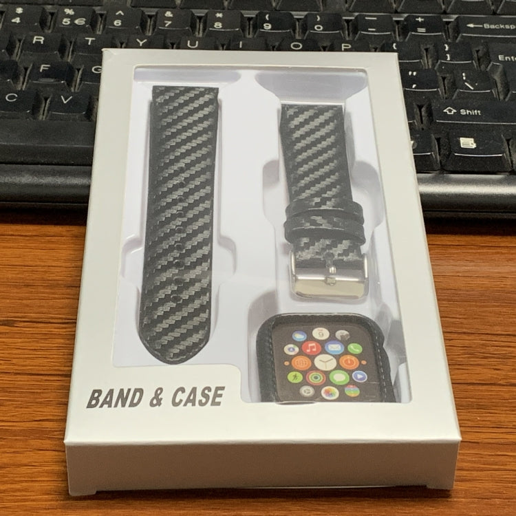 Genuine Leather Carbon Fiber Strap + Frame for Apple Watch Series 3 & 2 & 1 42mm, Apple Watch Series 3 & 2 & 1 42mm