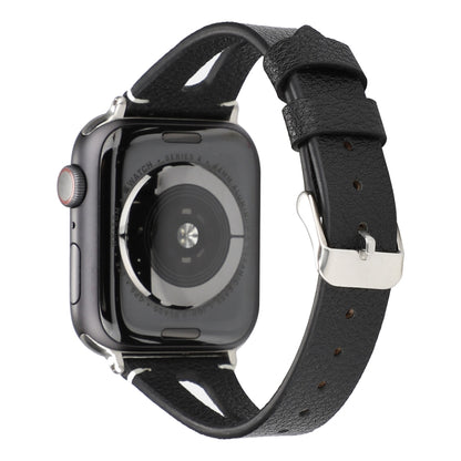 Simple V-shaped Leather Watch Band for Apple Watch Series 7 41mm / 6 & SE & 5 & 4 40mm / 3 & 2 & 1 38mm