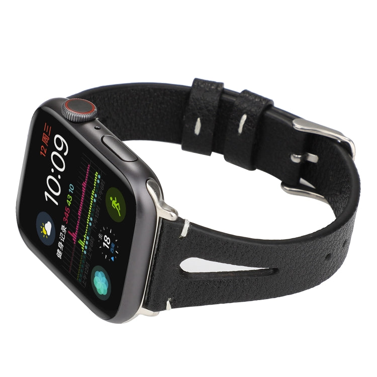 Simple V-shaped Leather Watch Band for Apple Watch Series 7 41mm / 6 & SE & 5 & 4 40mm / 3 & 2 & 1 38mm