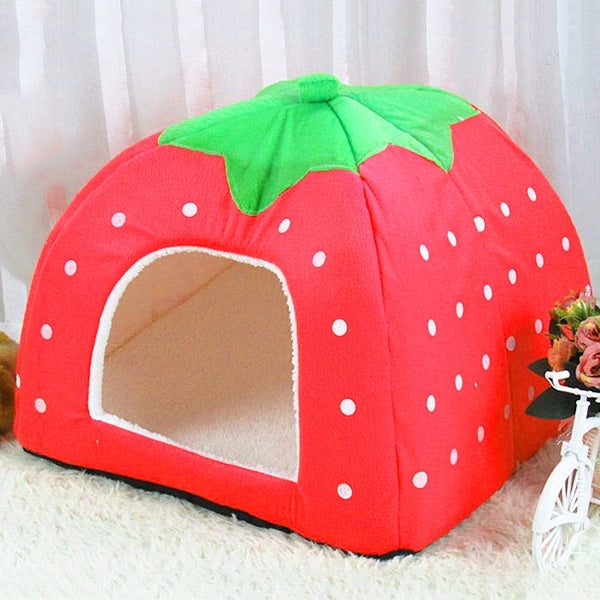 Strawberry Shaped Foldable Short Plush Pet House Nest, Size: L, Dark Blue, Size L, Red, Size L, Pink, Size L, Blue, Size L, Purple, Size L