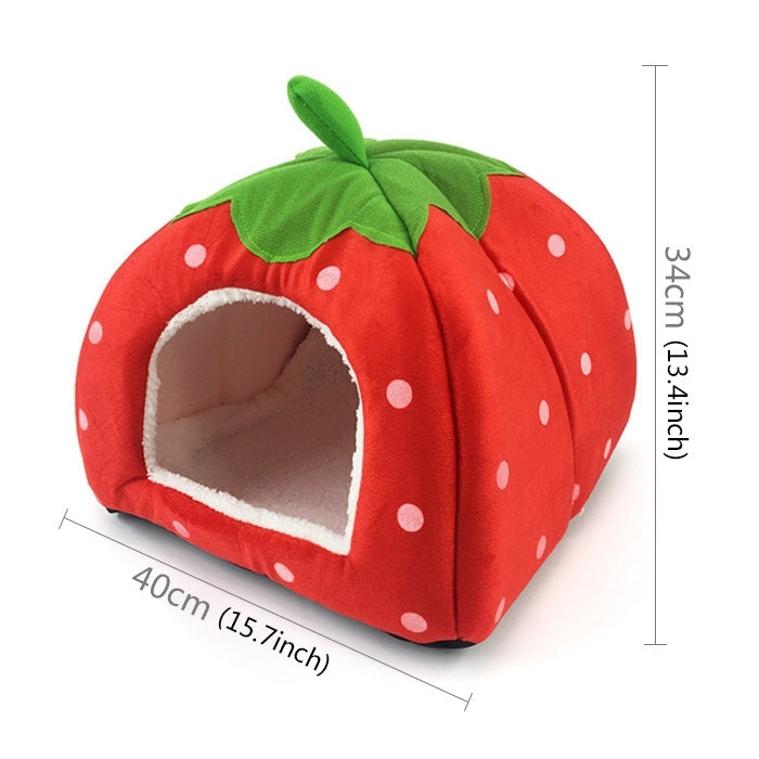 Strawberry Shaped Foldable Short Plush Pet House Nest, Size: L, Dark Blue, Size L, Red, Size L, Pink, Size L, Blue, Size L, Purple, Size L