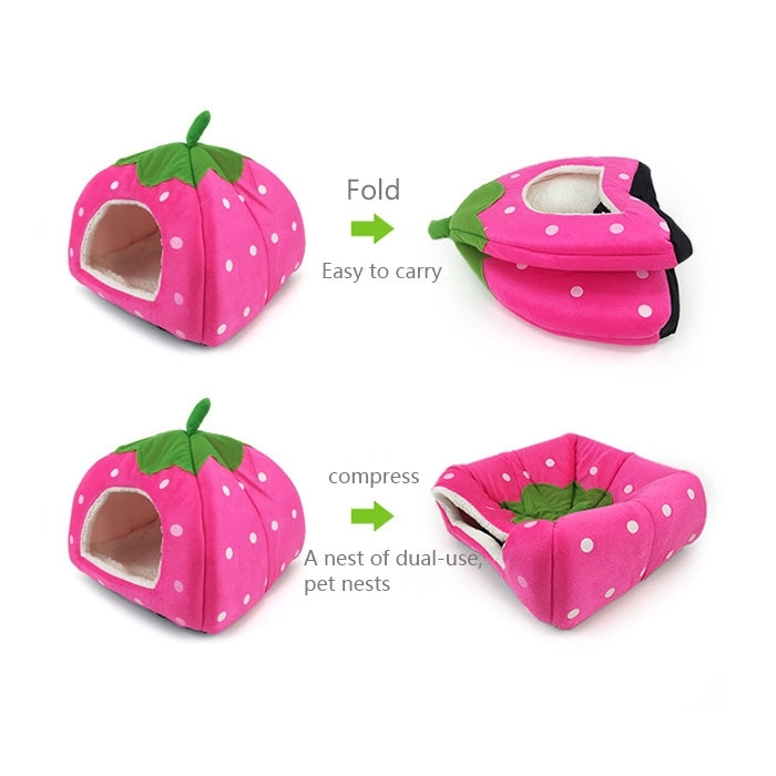 Strawberry Shaped Foldable Short Plush Pet House Nest, Size: L, Dark Blue, Size L, Red, Size L, Pink, Size L, Blue, Size L, Purple, Size L