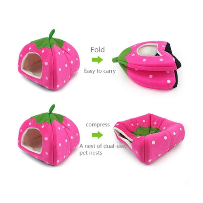 Strawberry Shaped Foldable Short Plush Pet House Nest, Size: L, Dark Blue, Size L, Red, Size L, Pink, Size L, Blue, Size L, Purple, Size L