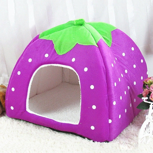 Strawberry Shaped Foldable Short Plush Pet House Nest, Size: L, Dark Blue, Size L, Red, Size L, Pink, Size L, Blue, Size L, Purple, Size L