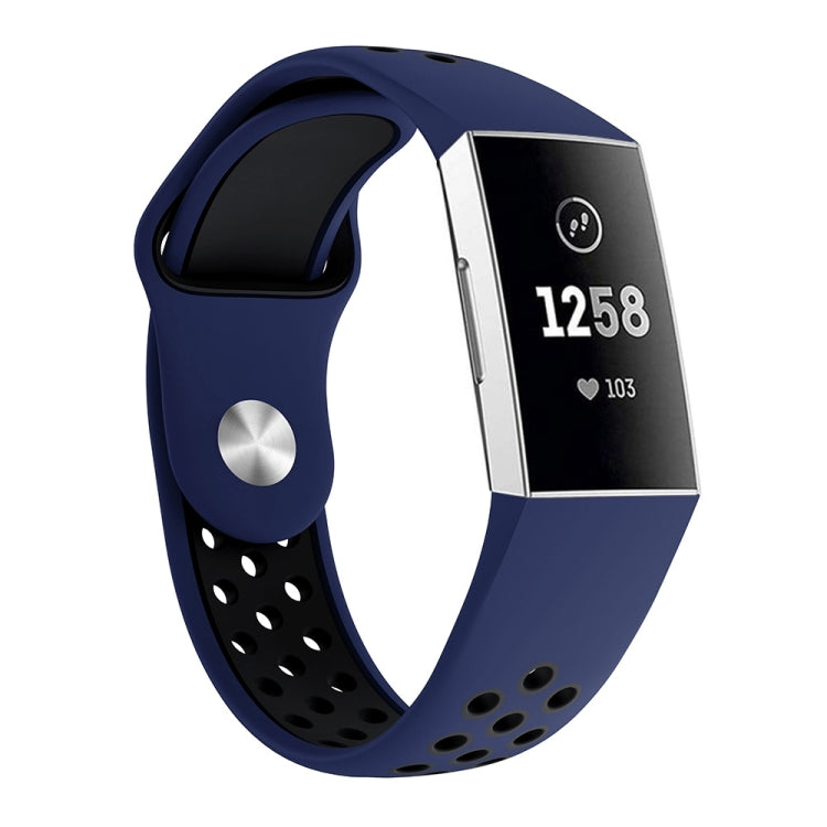 Two-color Round Hole Silicone Watch Band for Fitbit Charge 3, Watch Band Size:145-210mm