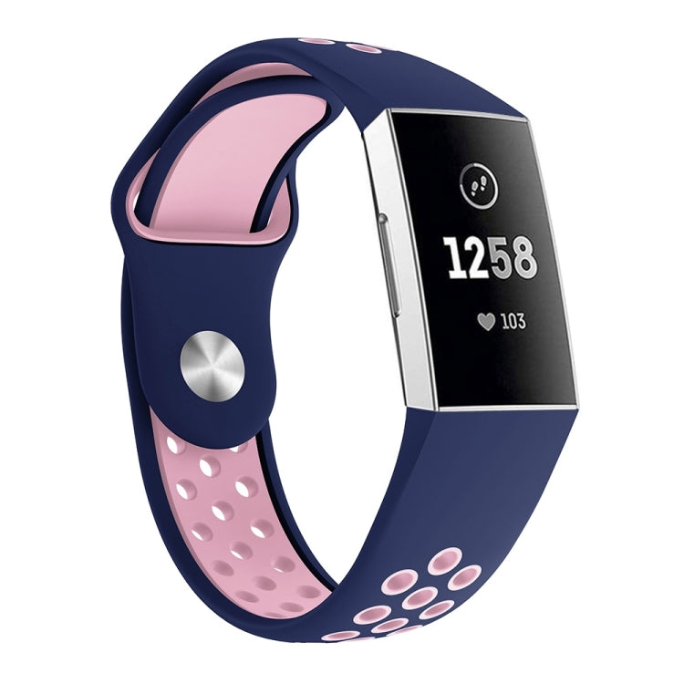 Two-color Round Hole Silicone Watch Band for Fitbit Charge 3, Watch Band Size:145-210mm