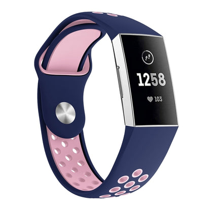 Two-color Round Hole Silicone Watch Band for Fitbit Charge 3, Watch Band Size:145-210mm