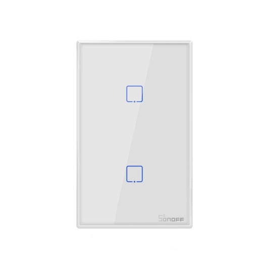 Sonoff T2 Touch 120mm Tempered Glass Panel Wall Switch Smart Home Light Touch Switch, Compatible with Alexa and Google Home, AC 100V-240V, US Plug, 120mm/ 2 US Plug