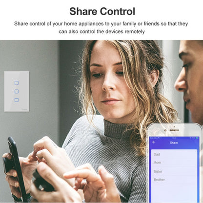 Sonoff T2 Touch 120mm Tempered Glass Panel Wall Switch Smart Home Light Touch Switch, Compatible with Alexa and Google Home, AC 100V-240V, US Plug, 120mm/ 1 US Plug