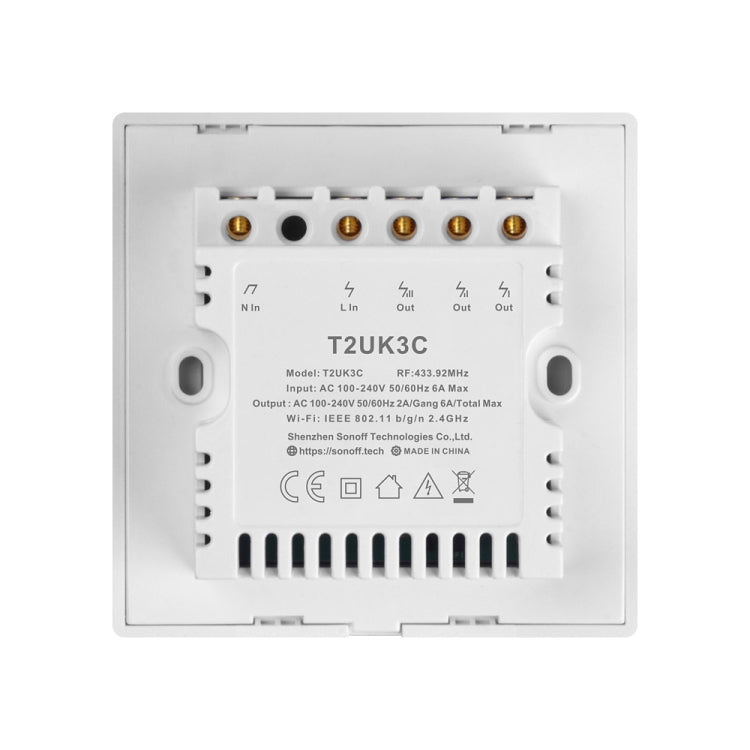 Interruptor de pared Sonoff T2 Touch de 86 mm con panel de vidrio templado, compatible con Alexa y Google Home, CA 100-240 V, enchufe británico.