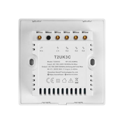 Interruptor de pared Sonoff T2 Touch de 86 mm con panel de vidrio templado, compatible con Alexa y Google Home, CA 100-240 V, enchufe británico.