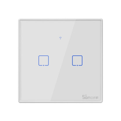 Sonoff T2 Touch 86mm Tempered Glass Panel Wall Switch Smart Home Light Touch Switch, Compatible with Alexa and Google Home, AC 100V-240V, EU Plug, 86mm/ 2 EU Plug