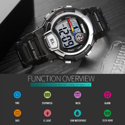 SKMEI 1450 Women Transparent Digital Watch 50m Waterproof Sports Watch with LED Light