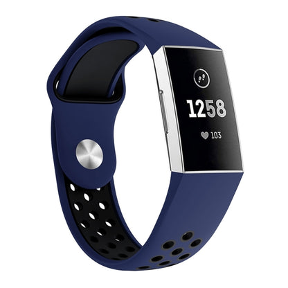 Two-color Round Hole Silicone Watch Band for Fitbit Charge 3, Watch Band Size:130-195mm