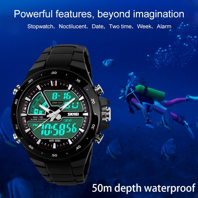 SKMEI 1016 Multifunctional Men Outdoor Sports Noctilucent Waterproof Double Digital Watch