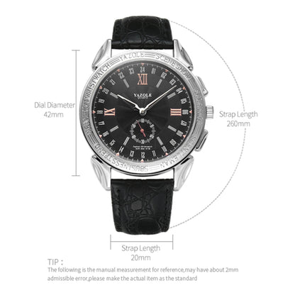 419 YAZOLE Men Fashion Business Leather Band Quartz Wrist Watch ( Black)