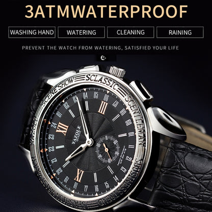 419 YAZOLE Men Fashion Business Leather Band Quartz Wrist Watch ( Black)