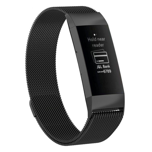 Pulseira magnética em aço inoxidável para Fitbit Charge 3, tamanho: pequeno, 187 x 18 mm