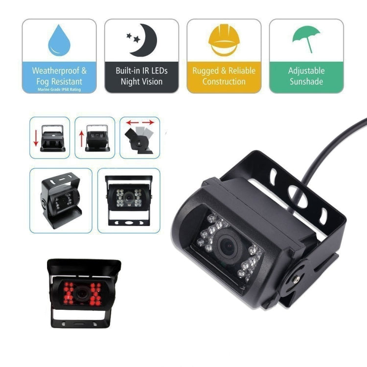 F0505 Câmara de Marcha Atrás Automóvel HD de 7 polegadas com 18 LEDs IR, Monitor para Espelho Retrovisor, Cabo de 10m, Câmara Única