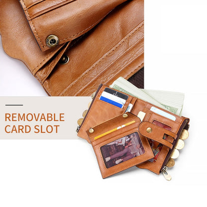 LT3539 Cowhide Leather Zipper Buckle Anti-magnetic RFID Wallet Clutch Bag for Men, with Card Slots & Shoulder Strap, LT3539 Shoulder Strap Black, LT3539 Shoulder Strap Coffee, LT3539 Shoulder Strap Blue, LT3539 Strap Red, LT3539 Yellowish-brown