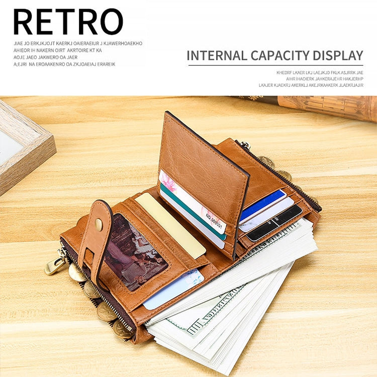 LT3539 Cowhide Leather Zipper Buckle Anti-magnetic RFID Wallet Clutch Bag for Men, with Card Slots & Shoulder Strap, LT3539 Shoulder Strap Black, LT3539 Shoulder Strap Coffee, LT3539 Shoulder Strap Blue, LT3539 Strap Red, LT3539 Yellowish-brown