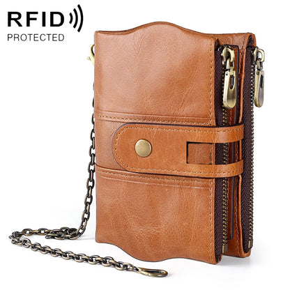 LT3539 Cowhide Leather Zipper Buckle Anti-magnetic RFID Wallet Clutch Bag for Men, with Card Slots & Shoulder Strap, LT3539 Shoulder Strap Black, LT3539 Shoulder Strap Coffee, LT3539 Shoulder Strap Blue, LT3539 Strap Red, LT3539 Yellowish-brown