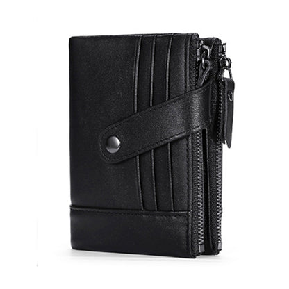 TP-196 Multi-functional Retro Cowhide Leather Multiple Card Slots Dual zipper RFID Wallet