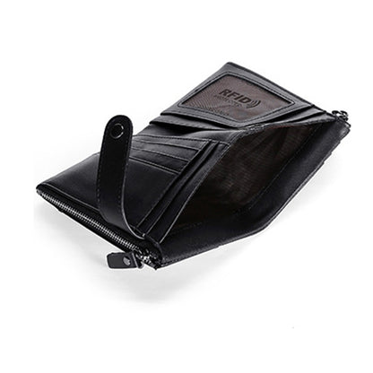 TP-196 Multi-functional Retro Cowhide Leather Multiple Card Slots Dual zipper RFID Wallet