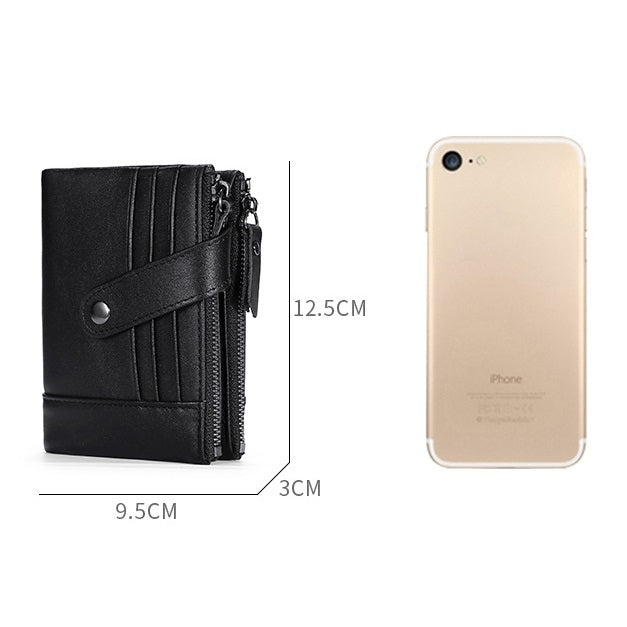 TP-196 Multi-functional Retro Cowhide Leather Multiple Card Slots Dual zipper RFID Wallet