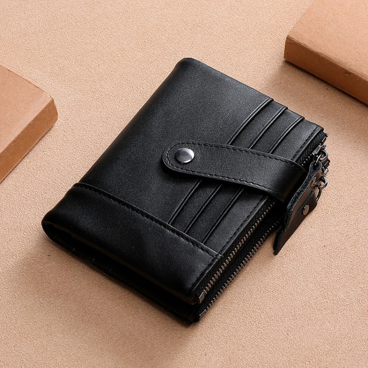 TP-196 Multi-functional Retro Cowhide Leather Multiple Card Slots Dual zipper RFID Wallet