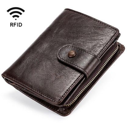 TP-201 Crazy Horse Leather Multi-functional Lather RFID Clasp Retro Wallet, TP-201