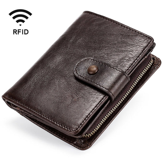 TP-201 Crazy Horse Leather Multi-functional Lather RFID Clasp Retro Wallet, TP-201