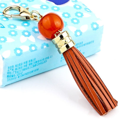 LS02 Cowhide Tassel Keychain Car Hanging Bag Pendant