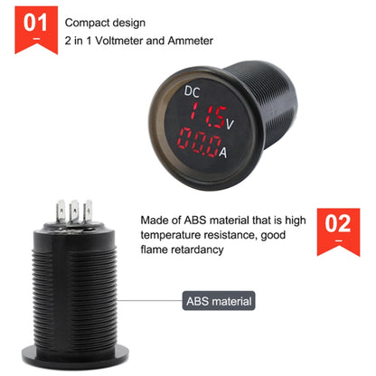 B3613  IP67 Waterproof Car Modification 4.5-30V Voltmeter + Ammeter, B3613