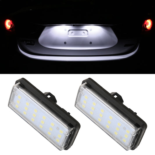 2 unidades de luzes de matrícula LED para automóvel, 12V DC / 1,5W / 6000K / 100LM, com 18 LEDs SMD-3528, para Lexus.