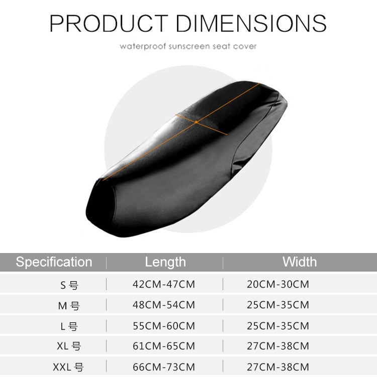 Funda impermeable para asiento de motocicleta, de cuero negro, para evitar el calor y proteger el asiento del scooter. Talla XL. Largo: 61-65 cm; Ancho: 27-38 cm.