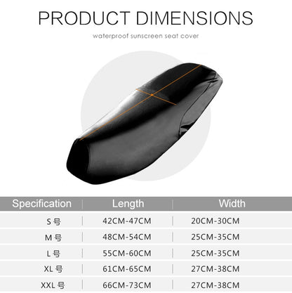 Funda impermeable para asiento de motocicleta, de cuero negro, para evitar el calor y proteger el asiento del scooter. Talla XL. Largo: 61-65 cm; Ancho: 27-38 cm.