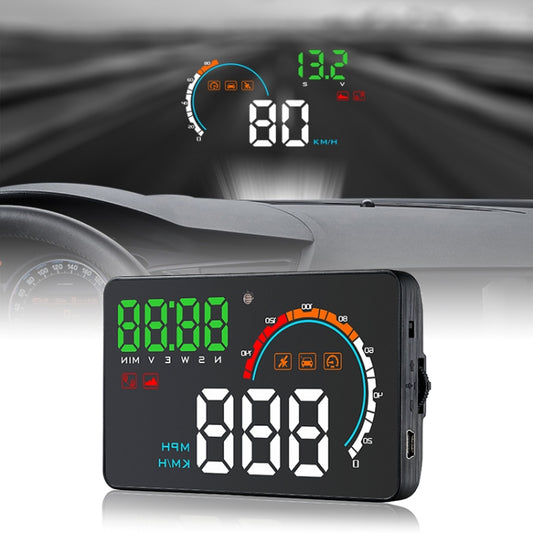 Sistema de segurança com visor frontal (HUD) de 4 polegadas para veículos Q5 GPS, com suporte para velocidade, condução e distância percorrida (quilometragem).