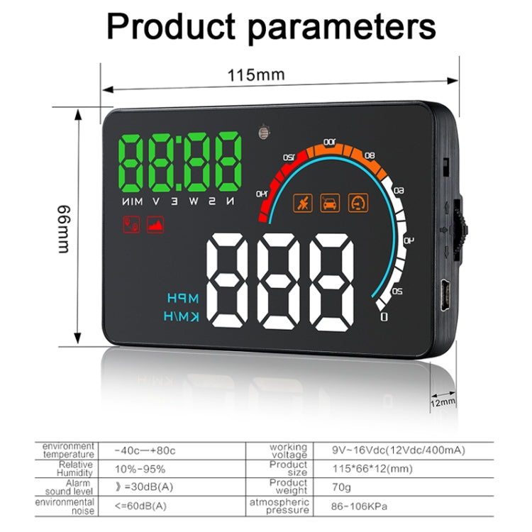 Sistema de seguridad con pantalla frontal Q5 GPS de 4 pulgadas para vehículo, compatible con velocidad, dirección y distancia recorridas/kilómetros recorridos/, Q5