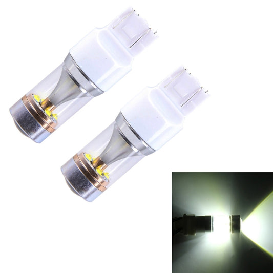 2 PCS T20/7443 350 LM 6000K Dual Wires 30W White Light 6 LED CREE Canbus Car Brake Light Bulb, DC 12V, T20