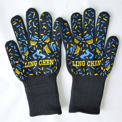 Silicone Cotton Microwave Kitchen Cooking Protective Gloves, High Temperature Resistance: 500 Degree C, Length: 32cm, Deyan, Deyan Red Stripe