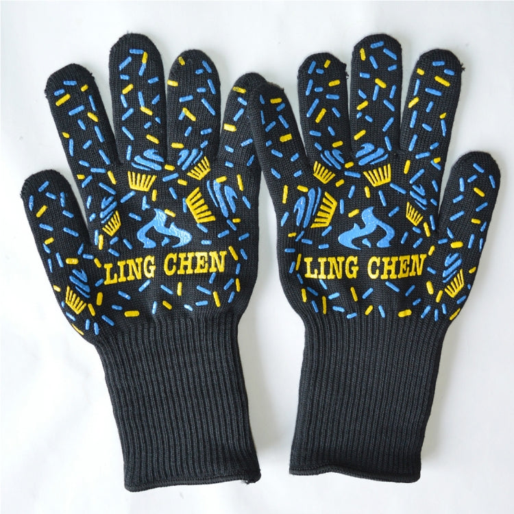 Silicone Cotton Microwave Kitchen Cooking Protective Gloves, High Temperature Resistance: 500 Degree C, Length: 32cm, Deyan, Deyan Red Stripe