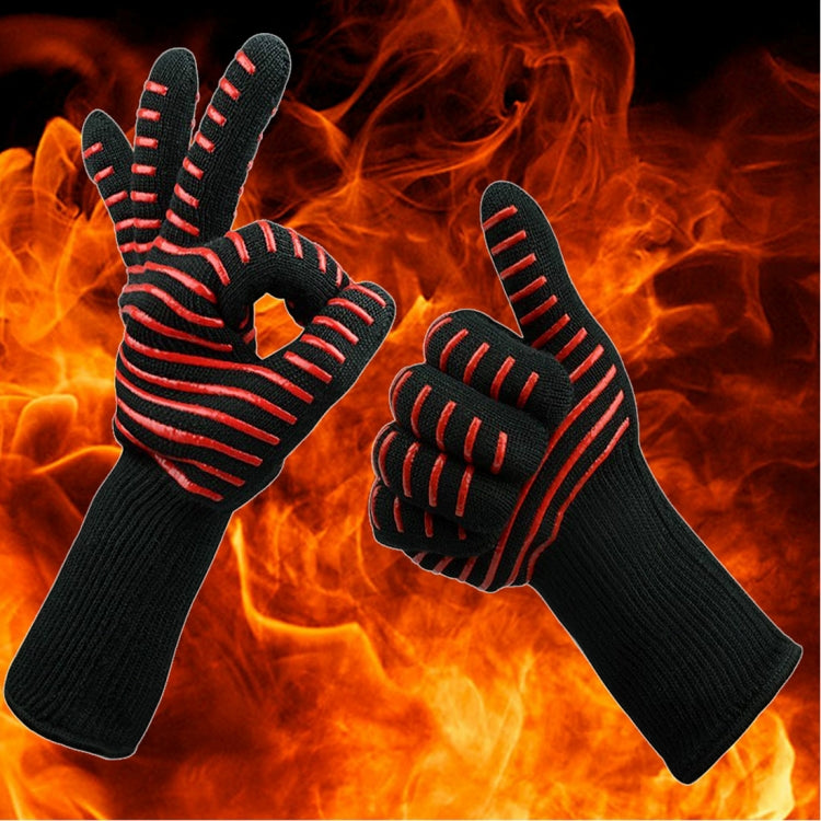 Silicone Cotton Microwave Kitchen Cooking Protective Gloves, High Temperature Resistance: 500 Degree C, Length: 32cm, Deyan, Deyan Red Stripe