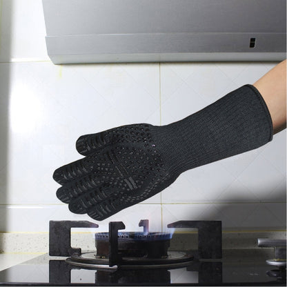 Silicone Cotton Microwave Kitchen Cooking Protective Gloves, High Temperature Resistance: 500 Degree C, Length: 32cm, Deyan, Deyan Red Stripe