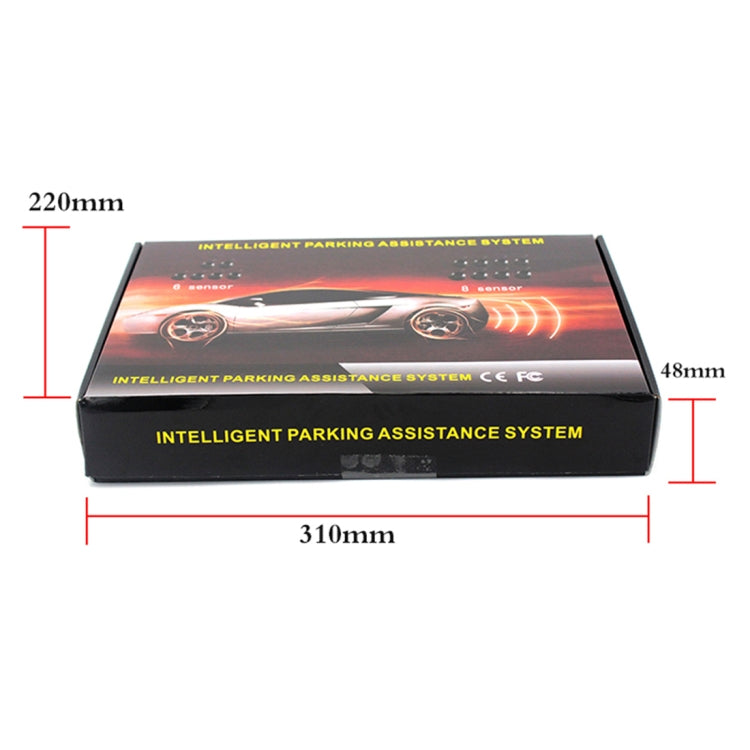 Sistema de alarma de estacionamiento con monitor LED y zumbador de marcha atrás PZ-300-8 con 4 sensores delanteros de 7 m y 4 sensores traseros de 2,5 m.