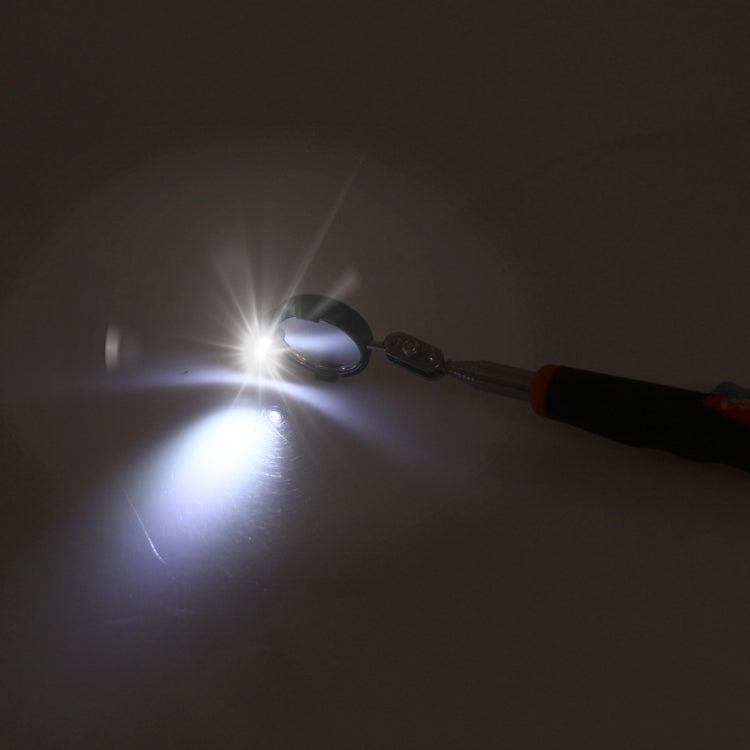 Espejo telescópico retráctil para inspección de chasis de vehículo con luz LED de 3 mm. Diámetro del espejo: 32 mm. Longitud máxima de expansión: 905 mm.