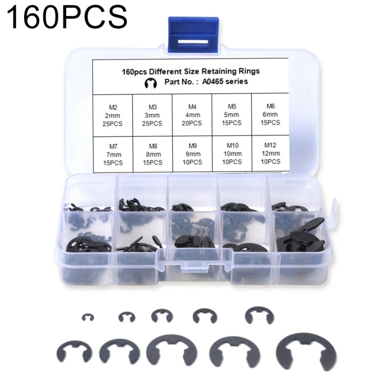 160 PCS Car E Shape Circlip Snap Ring Assortment Retaining Rings, 160 PCS