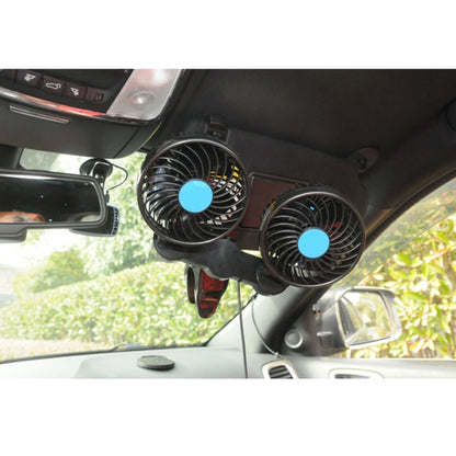 HUXIN HX-T605 7W 360 Degree Adjustable Rotation Clip Two Head Low Noise Mini Electric Car Fan with Gear Switch, DC12V, HX-T605